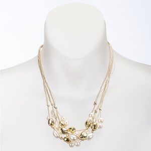 Dog House Pearls Multi-Strand Cotton and Freshwater Pearl Statement Necklace